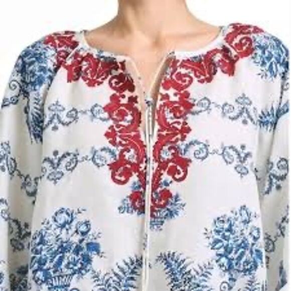 SACHIN & BABI-NWT- CELIA LINEN BLOUSE| FLORAL | EMBROIDERD | TASSEL Sz:M Ret$295 - Picture 3 of 9